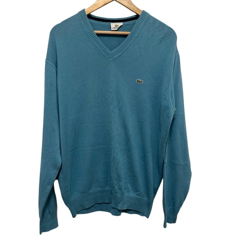 Lacoste Mens V Neck Blue Sweater Size XL / 6